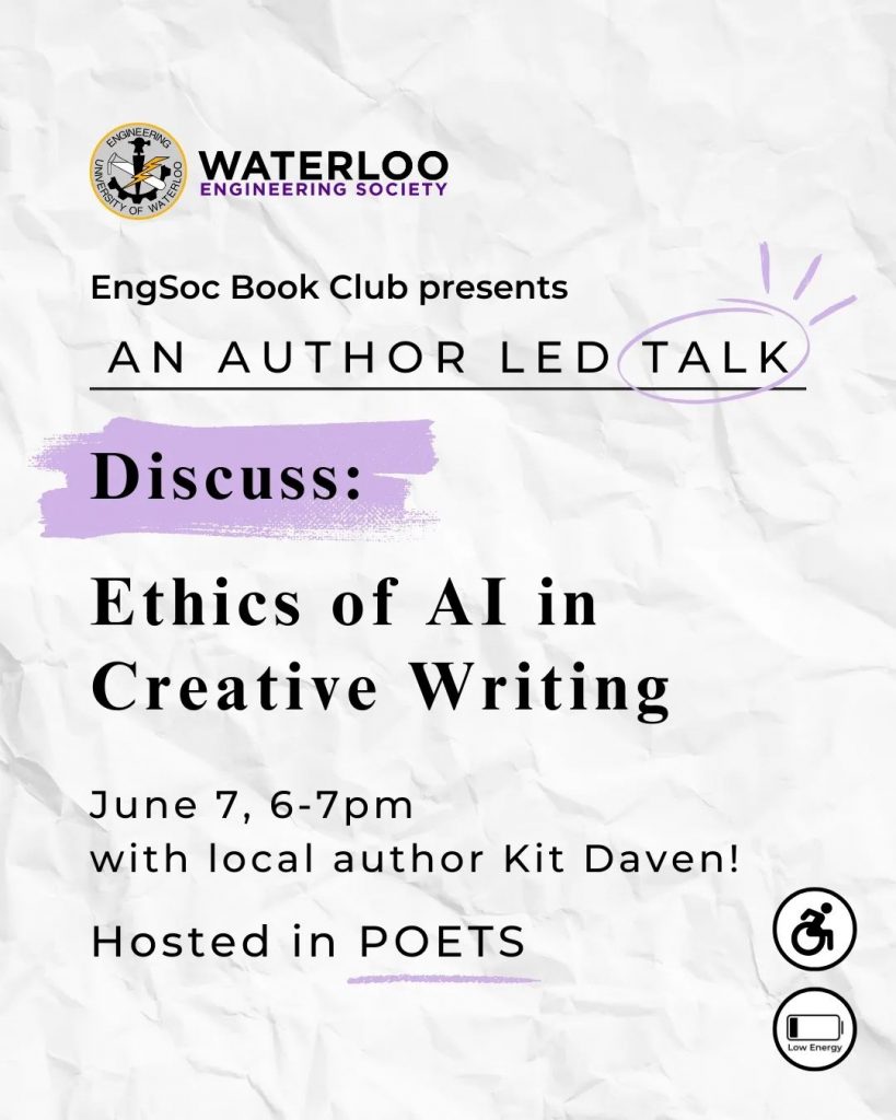 A Discussion on Ethics of AI in Creative Writing with The Reading Geese Book Club at POETS on June 7th, 2024